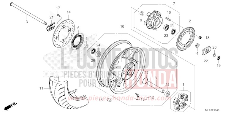 ROUE ARRIERE de CMX 1100 "Rebel" PEARL STALLION BROWN (YR347) de 2022